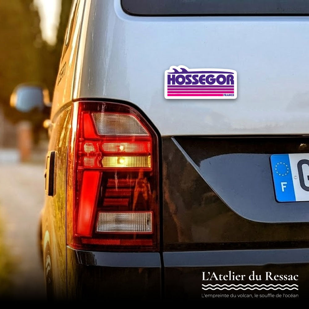 Sticker Hossegor Surf Rose Violet n°001 – Adhésif Premium France - 77x35mm