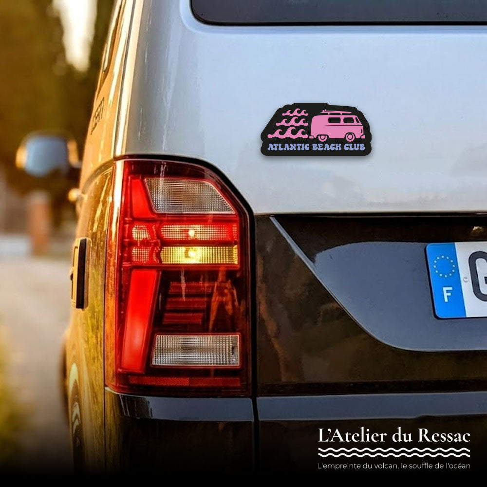 Sticker Van Surf Atlantic Beach Club – Adhésif Premium - 76x36mm