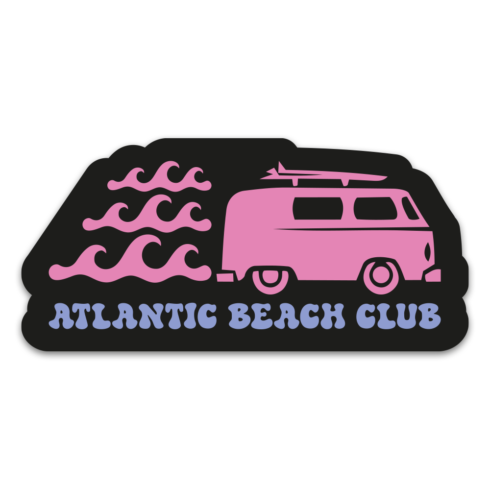 Sticker Van Surf Atlantic Beach Club – Adhésif Premium - 76x36mm