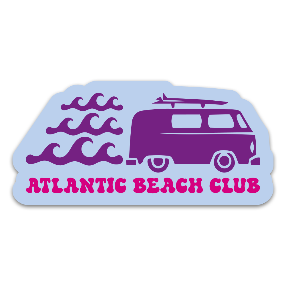 Sticker Atlantic Beach Club Bleu Pastel – Adhesif Premium - 76x36mm