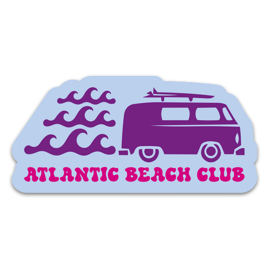 Sticker Atlantic Beach Club Bleu Pastel – Adhesif Premium - 76x36mm