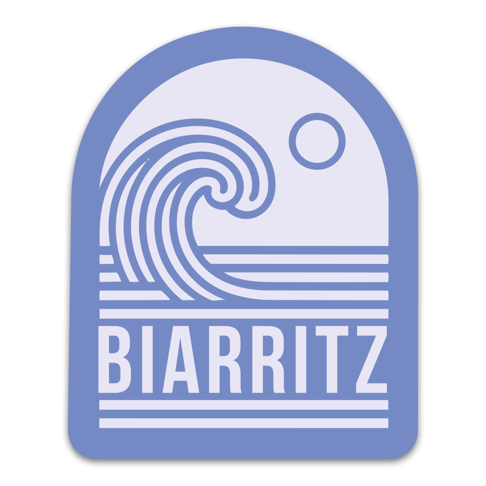 Sticker Biarritz Vague Rétro Lila – Adhésif Premium - 60x73mm
