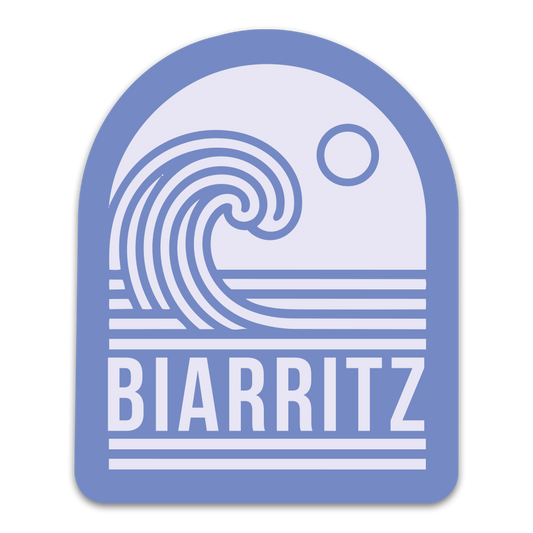 Sticker Biarritz Vague Rétro Lila – Adhésif Premium - 60x73mm