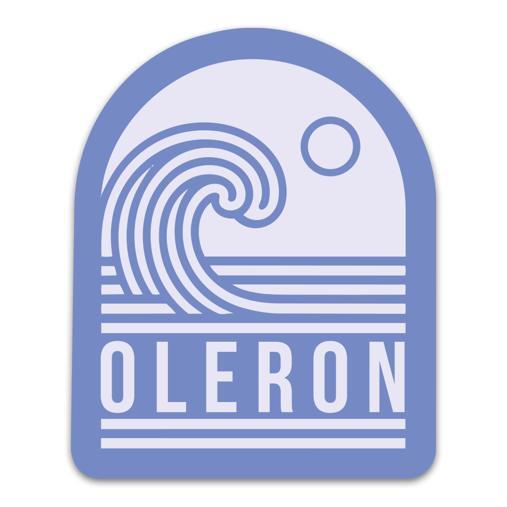 Sticker Oléron Vague Rétro Lila – Adhésif Premium - 60x73mm