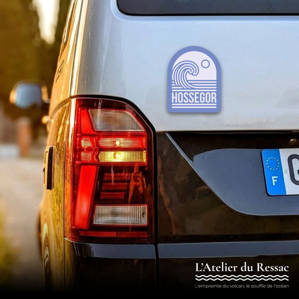 Sticker Hossegor Badge Vague Lila – Adhésif Premium - 60x73mm