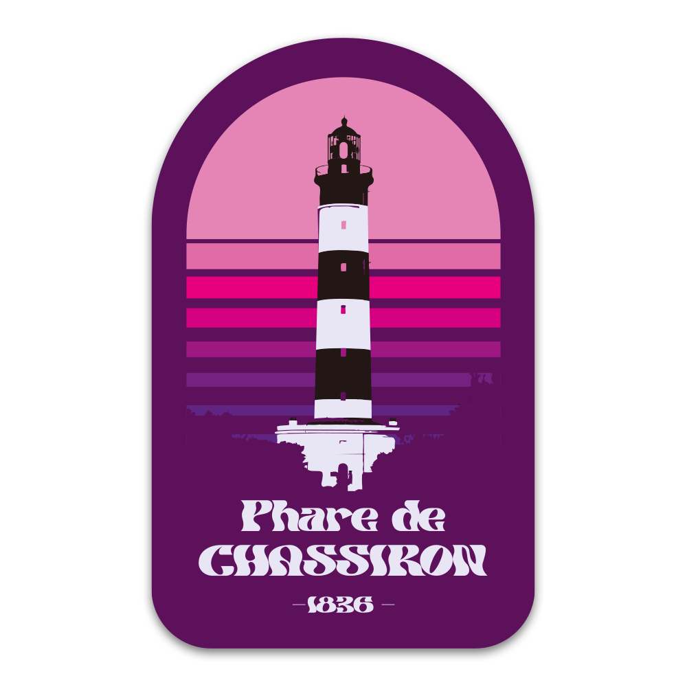 Sticker Phare de Chassiron Rose Violet – Adhésif Premium - 52x83mm