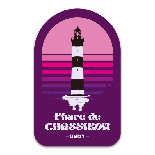 Sticker Phare de Chassiron Rose Violet – Adhésif Premium - 52x83mm
