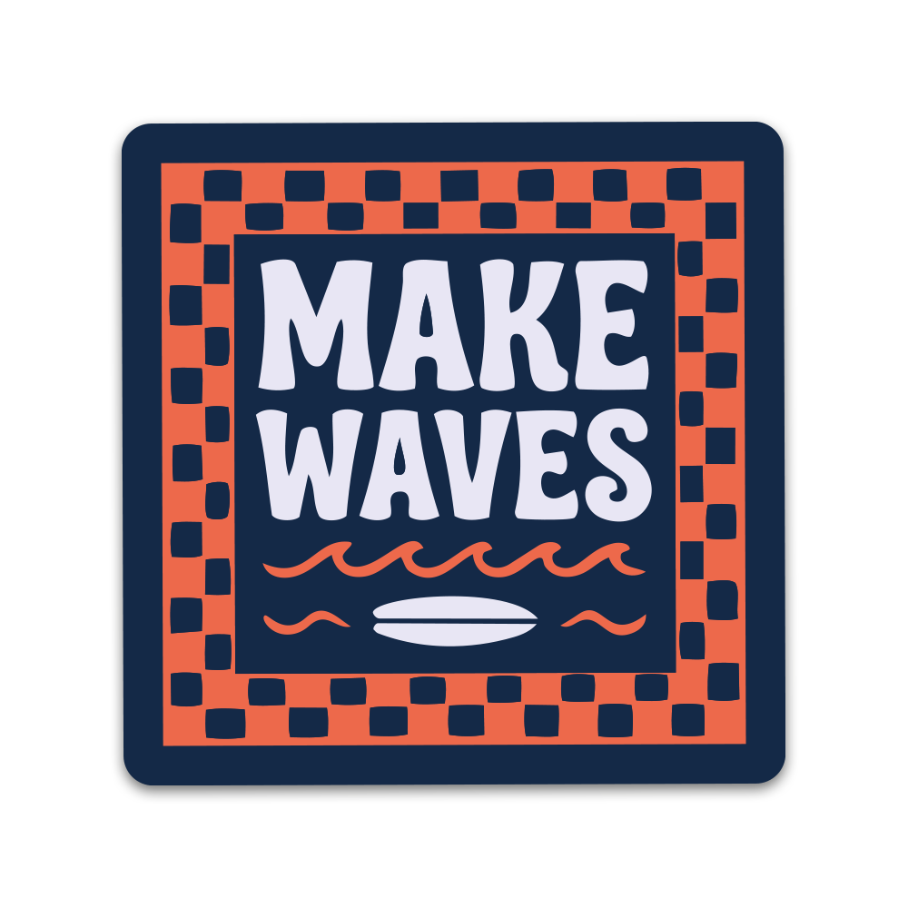 Sticker Make Waves Orange – Adhésif Surf Premium - 55x55mm