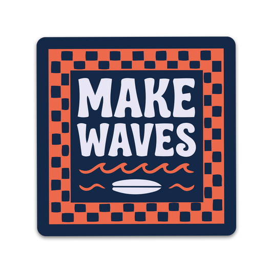 Sticker Make Waves Orange – Adhésif Surf Premium - 55x55mm