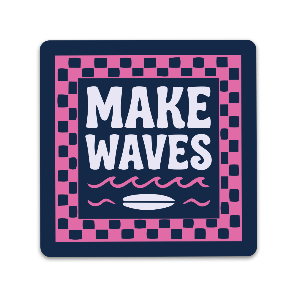 Sticker Make Waves Rose – Adhésif Surf Premium - 55x55mm