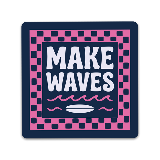 Sticker Make Waves Rose – Adhésif Surf Premium - 55x55mm